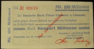 Sachsen - Chemnitz 100 Mio. Mark Commerz- und Privat-Bank AG auf Deutsche Bank -