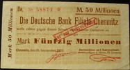 Sachsen - Chemnitz 50 Mio. Mark Darmstädter und Nationalbank auf Deutsche Bank -