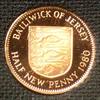 Jersey 1/2 New Penny S.28 / Bro / Elizabeth II. - Leopardenschild -