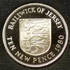 Jersey 10 New Pence S.32 / Bro / Elizabeth II. - Leopardenschild -