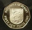 Jersey 50 New Pence S.33 / Bro / Elizabeth II. - Leopardenschild -