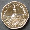 Jersey 20 Pence S.107 / K-N / Elizabeth II. - Leuchtturm von La Corbiere -