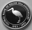 Belize 10 Dollars S. 103 / 925er Silber, 28,28g / Staatswappen - Japiru -