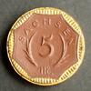 Sachsen 5 Mark 1921 braunes Porzellan mit goldenem Randdekor, Meissen / ... 19,00 EUR  Excl. 10,00 EUR Verzending