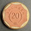 Sachsen 20 Mark 1921 braunes Porzellan mit goldenem Randdekor, Meissen /... 30,00 EUR  Excl. 16,00 EUR Verzending