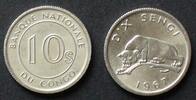 Kongo (Kinshasa) 10 Sengi 1967 S.40 / Al / Leopard vzgl 5,30 EUR  plus 9,00 EUR verzending