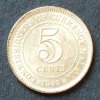 Britisch Malaya 5 Cents S.36 a / 500er Silber, 2,71g / George VI. -