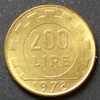 Italien 200 Lire S.104 / Al-N-Bro / Kopf der Italia - Zahnrad mit Wertangabe -