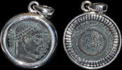 ISRAEL, Roman Empire Follis set in silver mount -