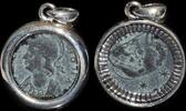 ISRAEL, Roman Empire Follis set in silver mount -
