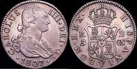 Sevilla 2 Reales 1807 1788-1808 Carlos IV VF+