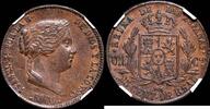 25 Céntimos de real 1860 Segovia 1833-1868 Isabel II Encapsulada por NCV como AU50.