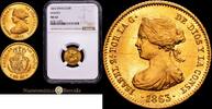 Madrid 40 Reales 1863 1833-1868 Isabel II Encapsulada por NGC como MS 62 1350,00 EUR  Excl. 12,00 EUR Verzending