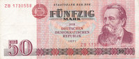 Deutschland,DDR, 50 Mark 1971 Ro.360b Typensatz,Ersatznote, gebraucht III, 4,99 EUR  plus 7,00 EUR verzending