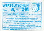 BRD,Thüringen, 5 DM Wertgutschein, Verbrauchermarkt Apolda, -