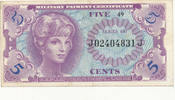 USA 5 Cent 1965-1968 Militärgeld, MPC Certificate,Serie 641, leicht gebr... 29,99 EUR  plus 7,00 EUR verzending