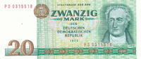 Deutschland,DDR, 20 Mark Ro.362c KN 7stellig, Computerdruck, Serie: PS , -
