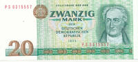 Deutschland,DDR, 20 Mark Ro.362c KN 7stellig, Computerdruck, Serie: PS , -