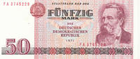 Deutschland,DDR, 50 Mark 1971 Ro.360c Comoutersatz Serie:FA, leicht gebr... 4,99 EUR  plus 7,00 EUR verzending
