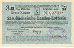 Deutsches Reich, Sachsen, Lotterie Los Leipzig, Staatslotterie Einnahme:C.Louis Taeuber Leipzig, -