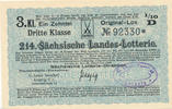 Deutsches Reich, Sachsen, Lotterie Los Leipzig Staatslotterie Einnahne, C.Louis Taeuber, -