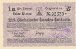 Deutsches Reich, Sachsen, Lotterie Los Leipzig Staatslotterie Einnahne, C.Louis Taeuber, -