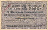 Deutsches Reich, Sachsen, Lotterie Los Döbeln Staatslotterie Einnahme August Sack, -
