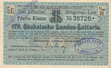Deutsches Reich, Sachsen, Lotterie Los Döbeln Staatslotterie Einnahme August Sack, -
