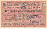 Deutsches Reich, Sachsen, Lotterie Los Döbeln Staatslotterie Einnahme Richard Mehner, -