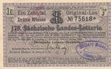 Deutsches Reich, Sachsen, Lotterie Los Döbeln Staatslotterie Einnahme Richard Mehner, -