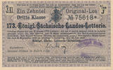 Deutsches Reich, Sachsen, Lotterie Los Döbeln Staatslotterie Einnahme Richard Mehner, -