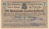 Deutsches Reich, Sachsen, Lotterie Los Döbeln Staatslotterie Einnahme Richard Mehner, -