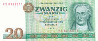 Deutschland,DDR, 20 Mark Ro.362c 2.Auflage,KN 7stellig, Computersatz Serie:PS , -