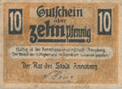 Deutsches Reich,Sachsen, 10 Pfennig Annaberg, Stadt, Amtshauptmannschaft, -
