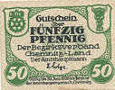 Deutsches Reich,Sachsen, 50 Pfennig Chemnitz, Amtshauptmannschaft, -