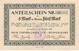 Deutsches Reich,Sachsen, 5 Mark Anteilschein Hennersdorf Sachsen, Freie Turnerschaft, -