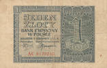 Deutsches Reich, Generalgouvernement, 1 Zloty Ro.579a KN 16mm,Serie:AC -