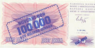 Bosnien-Herzegowina, 100000 Dinara auf 10 Dinara -