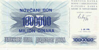 Bosnien-Herzegowina, 1000000 Dinara auf 25 Dinara -