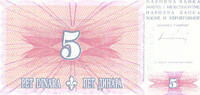 Bosnien-Herzegowina, 5 Dinara -