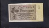 Deutsches Reich, Drittes Reich, 1 Rentenmark Ro. 166b, DEU-222b, Reichsdruck, KN 8stellig rot, -