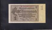 Deutsches Reich, Drittes Reich, 1 Rentenmark Ro. 166b, DEU-222b, Reichsdruck, KN 8stellig rot, -