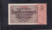 Drittes Reich, Deutsche Rentenbank, 2 Rentenmark Ro. 167c, DEU-223c, Firmendruck KN 8stellig rot, -