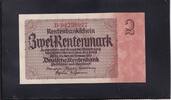 Drittes Reich, Deutsche Rentenbank, 2 Rentenmark Ro. 167c, DEU-223c, Firmendruck KN 8stellig rot, -