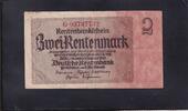 Drittes Reich, Deutsche Rentenbank, 2 Rentenmark Ro. 167c, DEU-223c, Firmendruck KN 8stellig rot, -