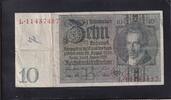 Weimarer Republik, Reichsbank, 10 Reichsmark Ro.173a,DEU-183a, Friedensdruck, Wz.Kopf, Udr.-Bst: B, Serie: L, -