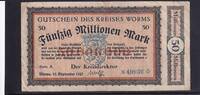 Weimarer Republik, Hessen, 50 Millionen Mark Worms, Kreis, -