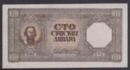 Drittes Reich, Serbien, Deutsche Besatzung, 100 Dinara Ro.611, ZWK-69, Wz. Frauenkopf, -