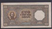 Drittes Reich, Serbien, Deutsche Besatzung, 100 Dinara Ro.611, ZWK-69, Wz. Frauenkopf, -