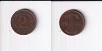 Deutsches Reich, Drittes Reich, 2 Reichspfennig 1936 D ss+, Kupfer 2,99 EUR  plus 7,00 EUR verzending